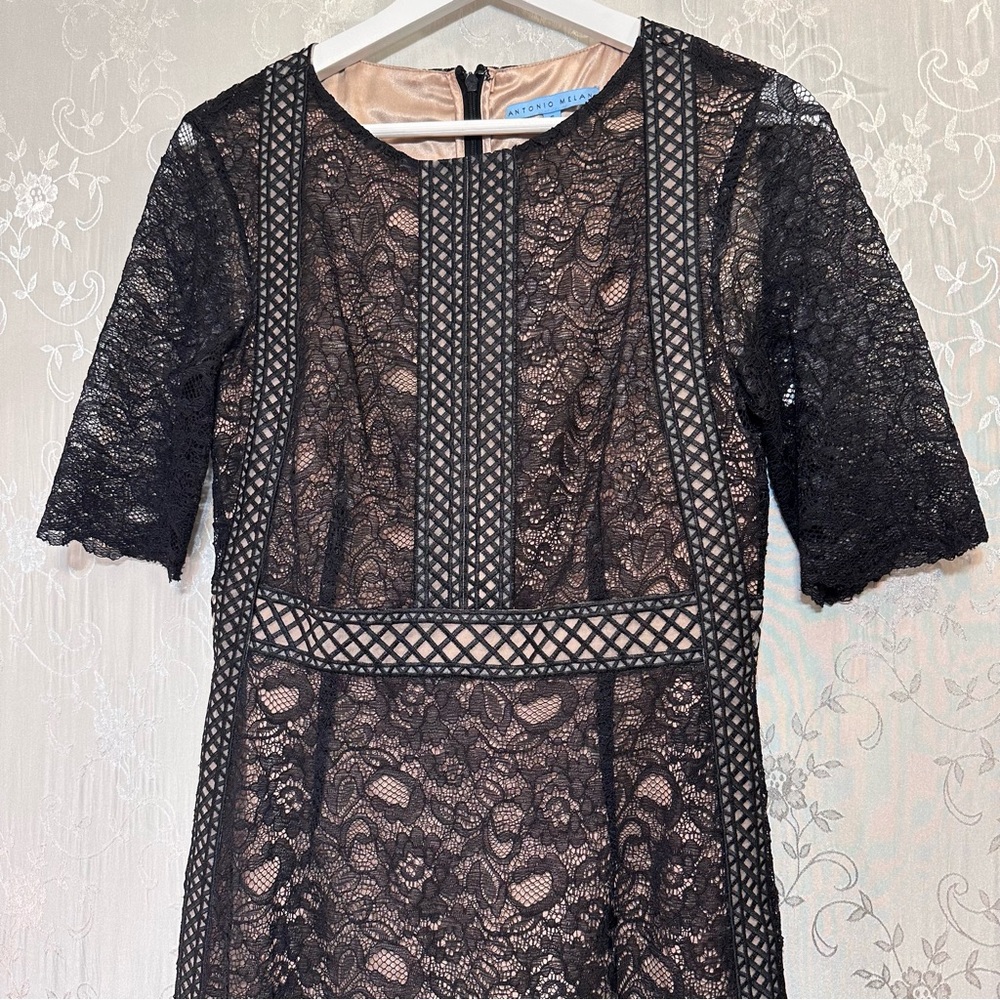 ANTONIO MELANI Black Lace Sleeve Dress - Picture 5 of 10